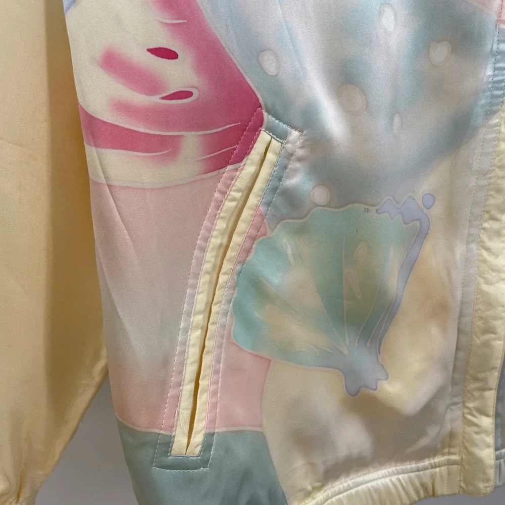 Vintage Mureli Silk‎ Pastel Seashell Print Tracksuit Set Jacket Pants Women's PL